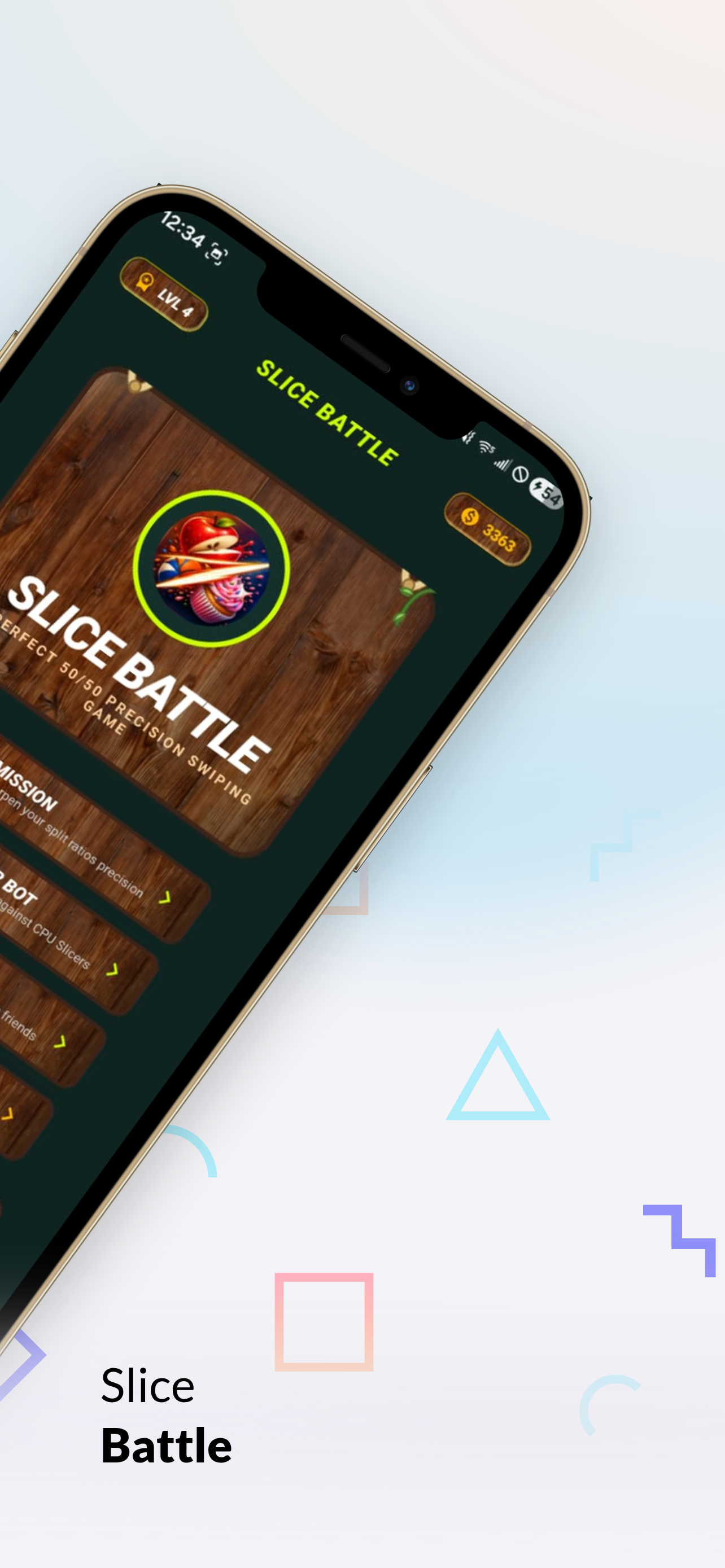 Slice Battle main menu and game interface